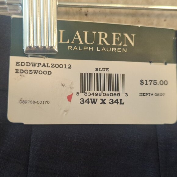 NWT Lauren Ralph Lauren Mens 34x34 Blue Wool Dress Pants Slacks Ultraflex $175 - Picture 4 of 9